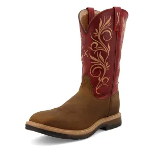 Women's Steel-Toe Pull-On Work Boot In Latigo/red