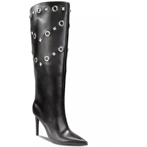 Womens Studded Faux Leather Knee-High Boots