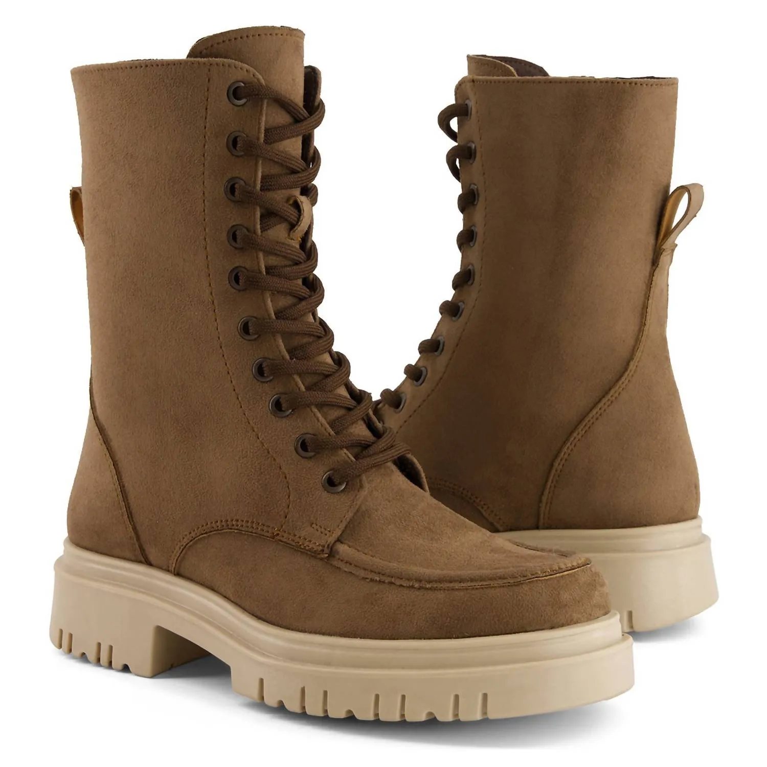 Women's Tall Combat Boots In Camel
