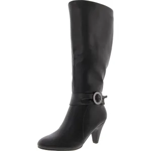 Womens Wide Calf Faux Leather Knee-High Boots