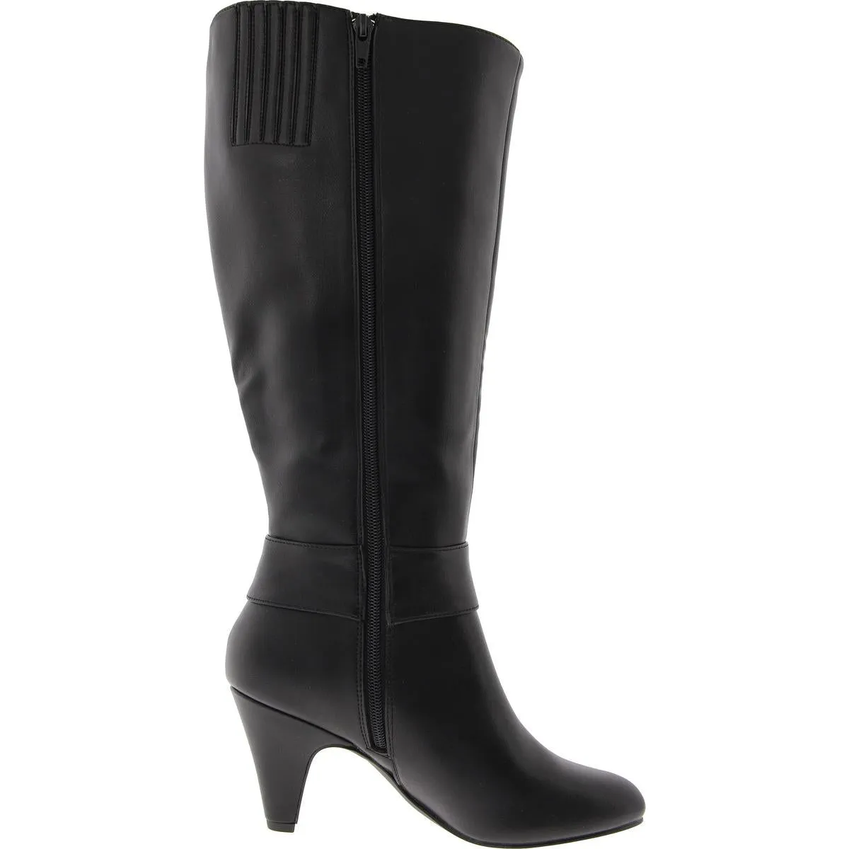 Womens Wide Calf Faux Leather Knee-High Boots