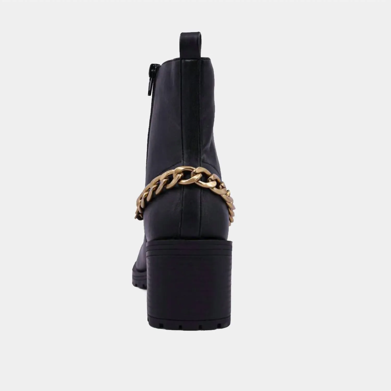 Women's Yenni Combat Boot With Chain In Black