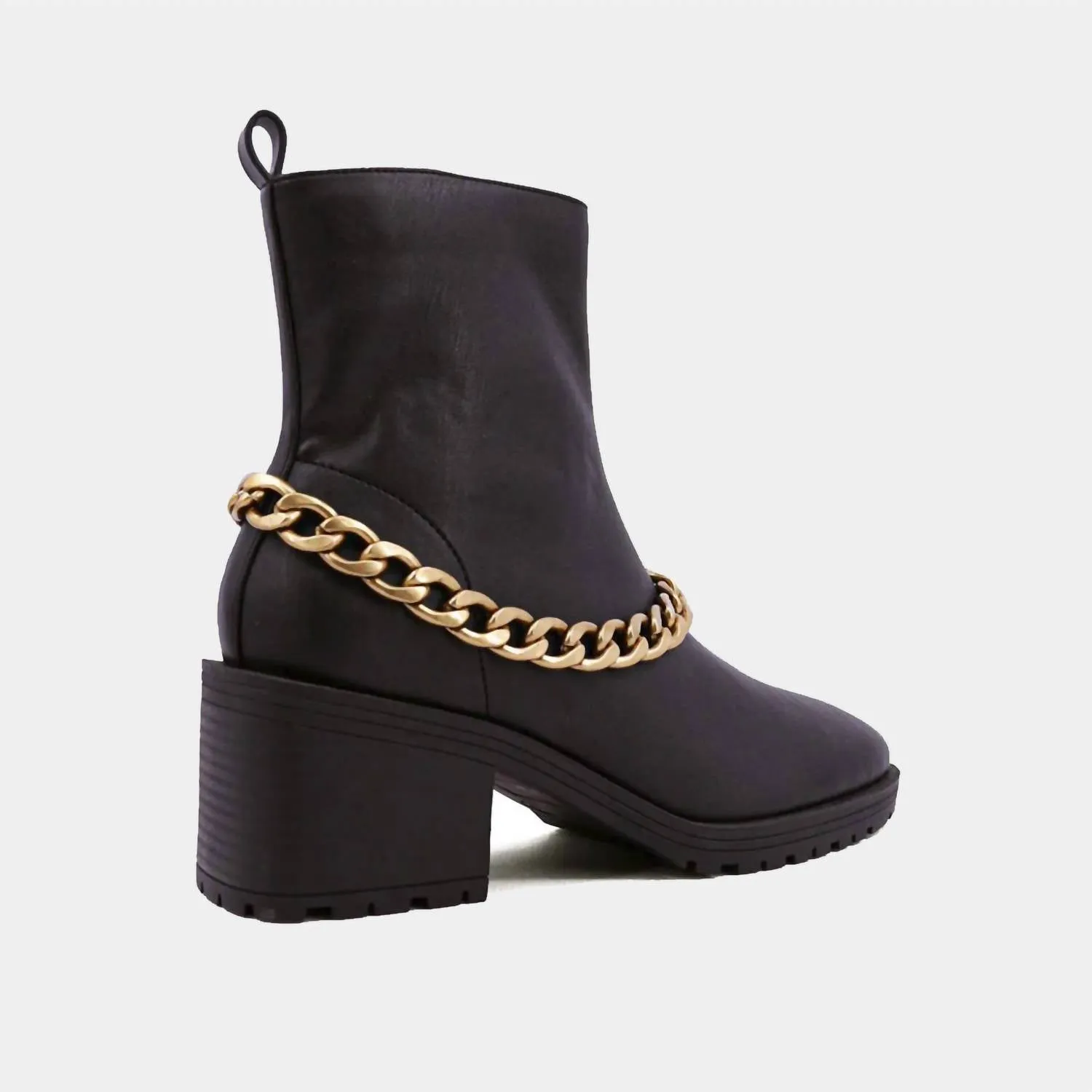 Women's Yenni Combat Boot With Chain In Black