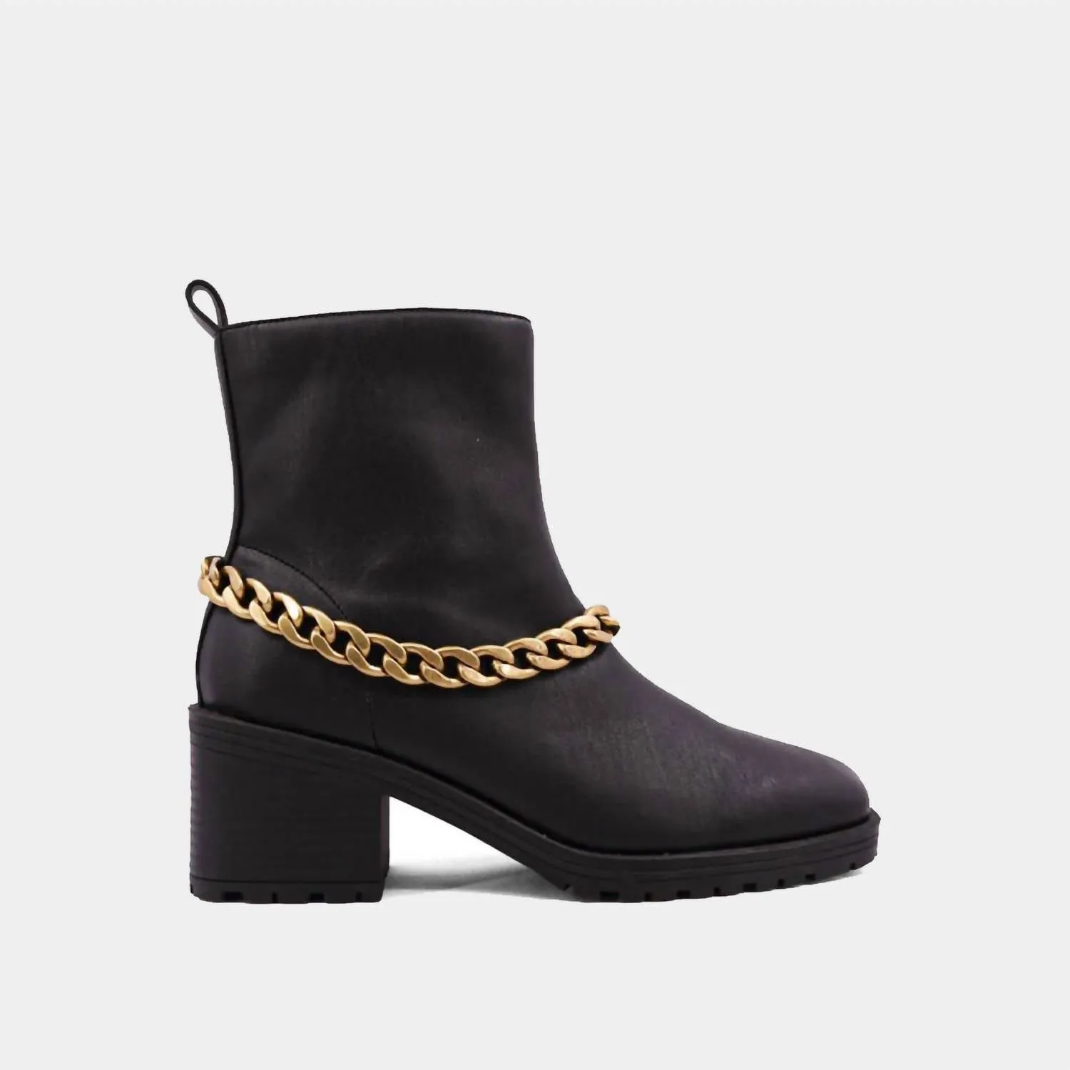 Women's Yenni Combat Boot With Chain In Black
