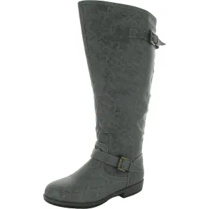 Womens Zip Up Buckle Knee-High Boots