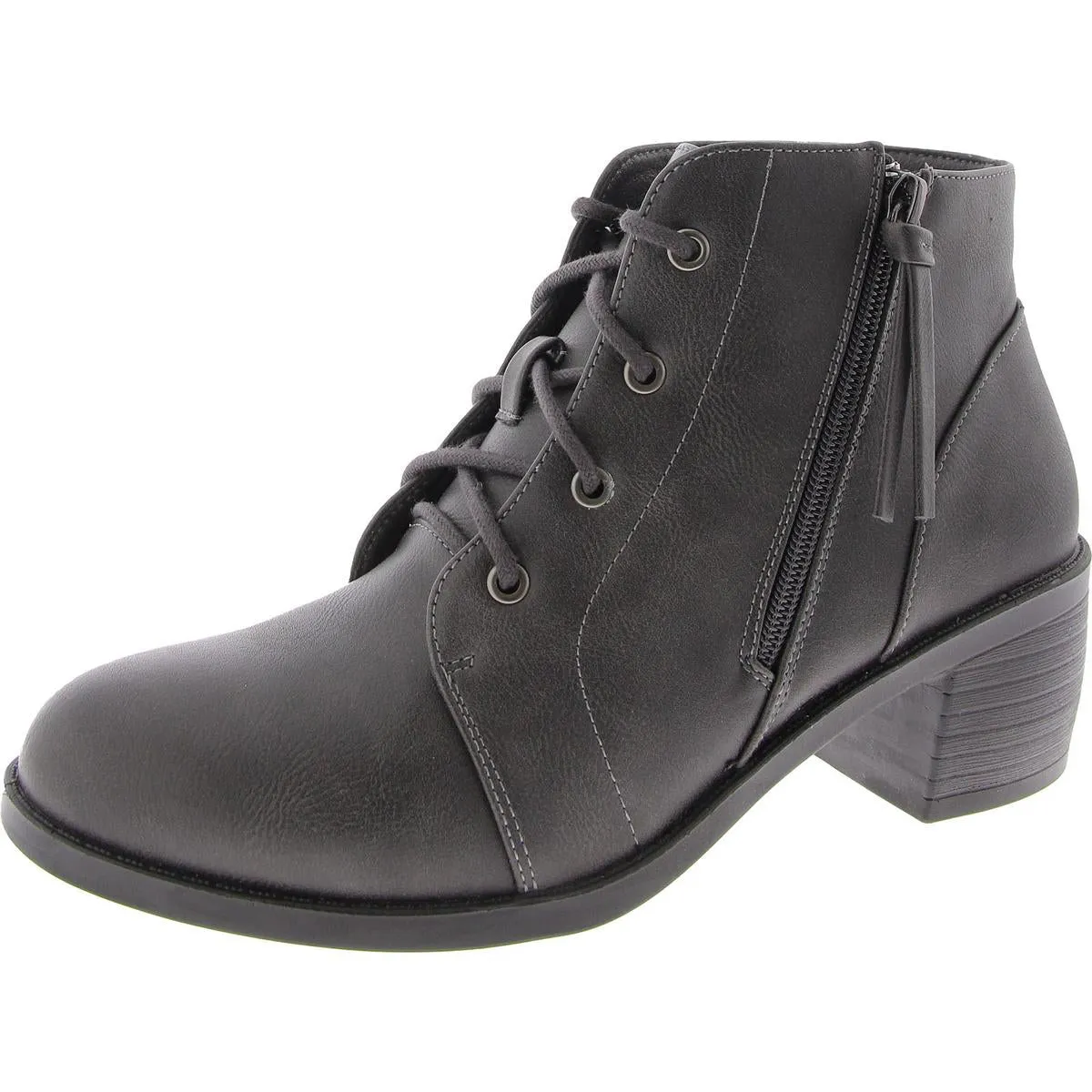 Womens Zip Up Round Toe Booties
