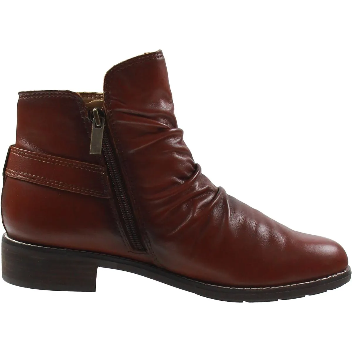 Womens Zipper Leather Ankle Boots