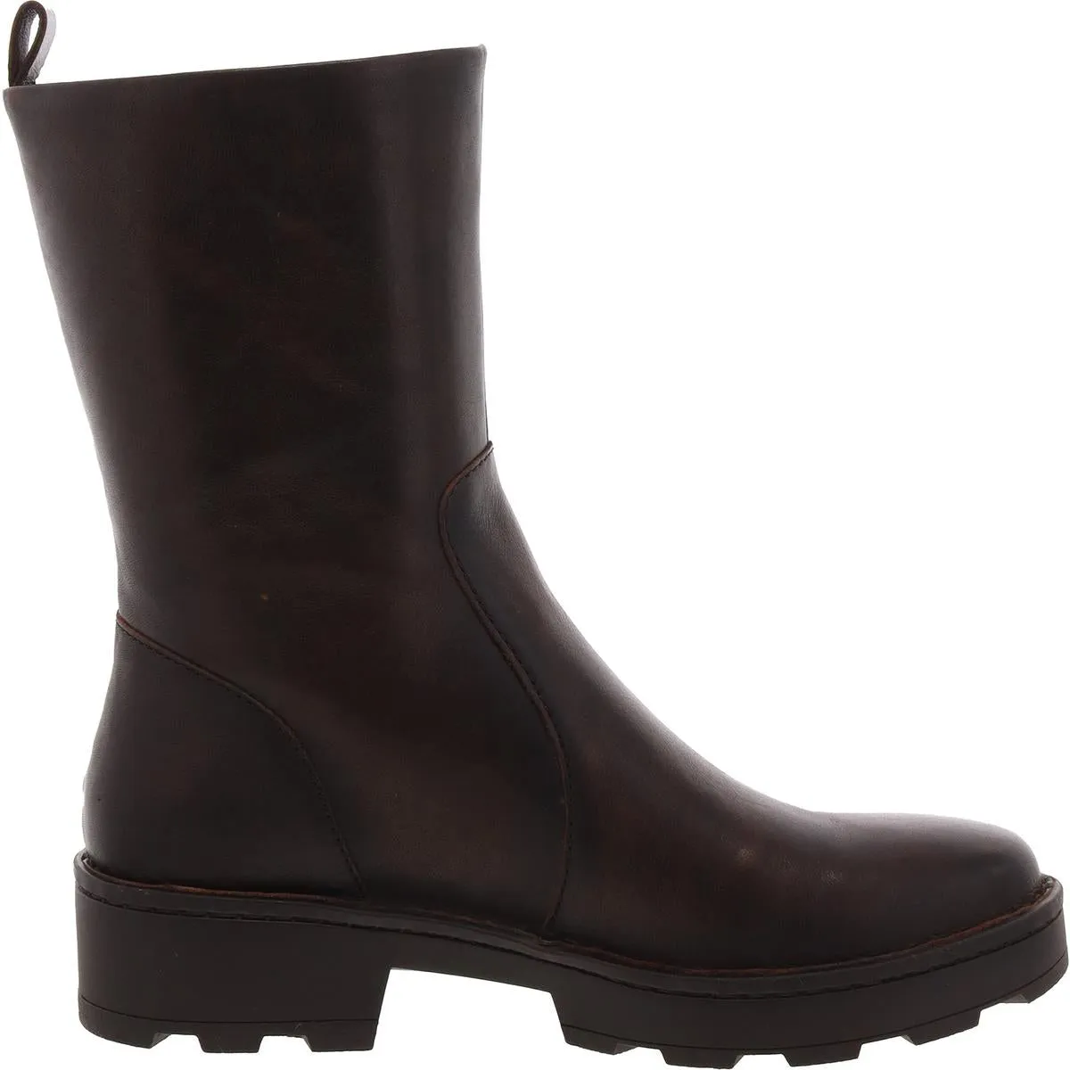 Womens Zipper Leather Combat & Lace-Up Boots