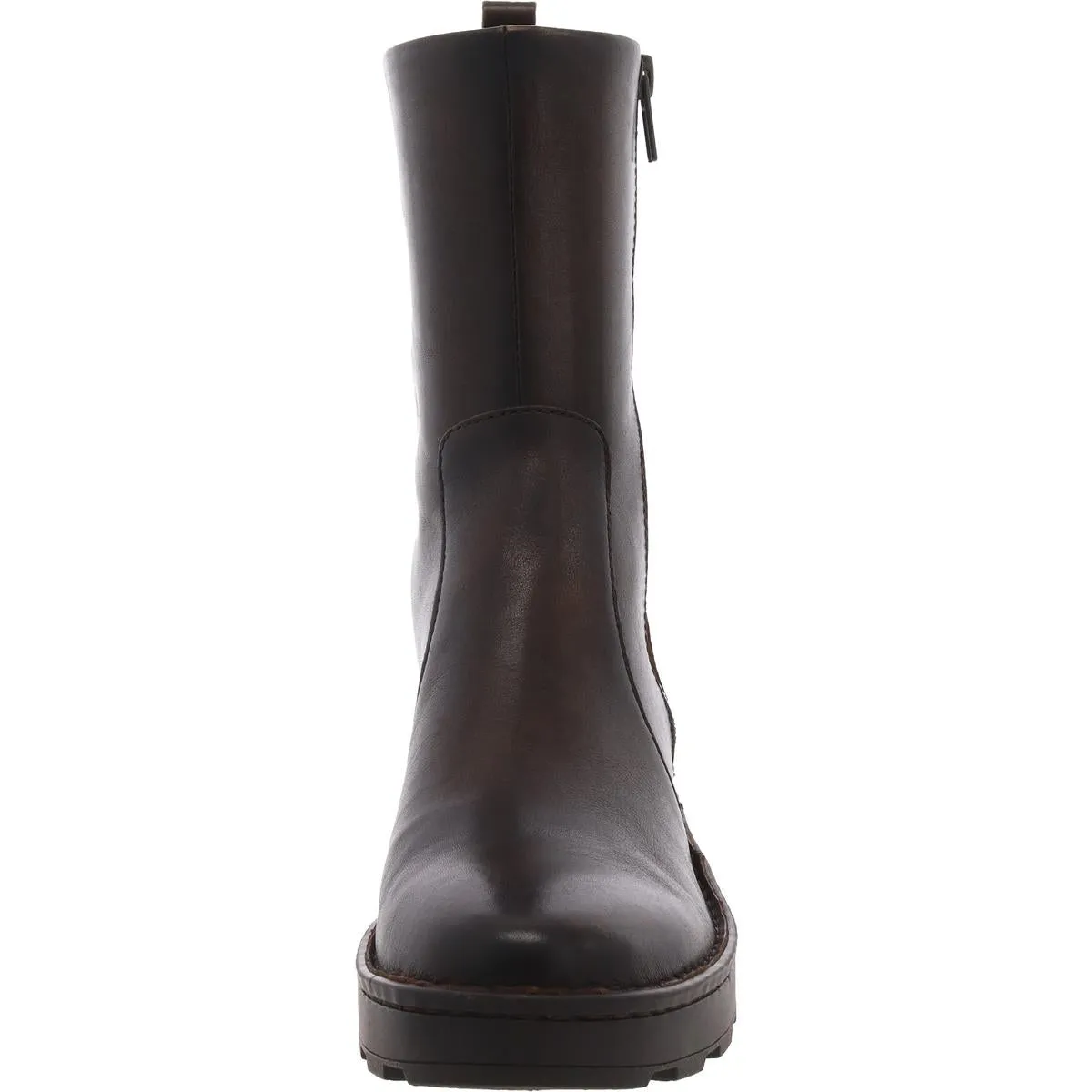 Womens Zipper Leather Combat & Lace-Up Boots