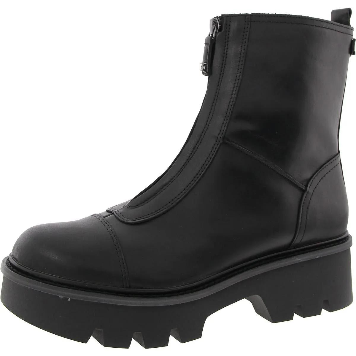 Womens Zipper Leather Combat & Lace-Up Boots