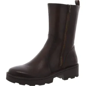 Womens Zipper Leather Combat & Lace-Up Boots