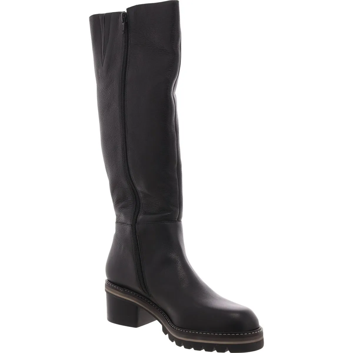Womens Zipper Leather Knee-High Boots