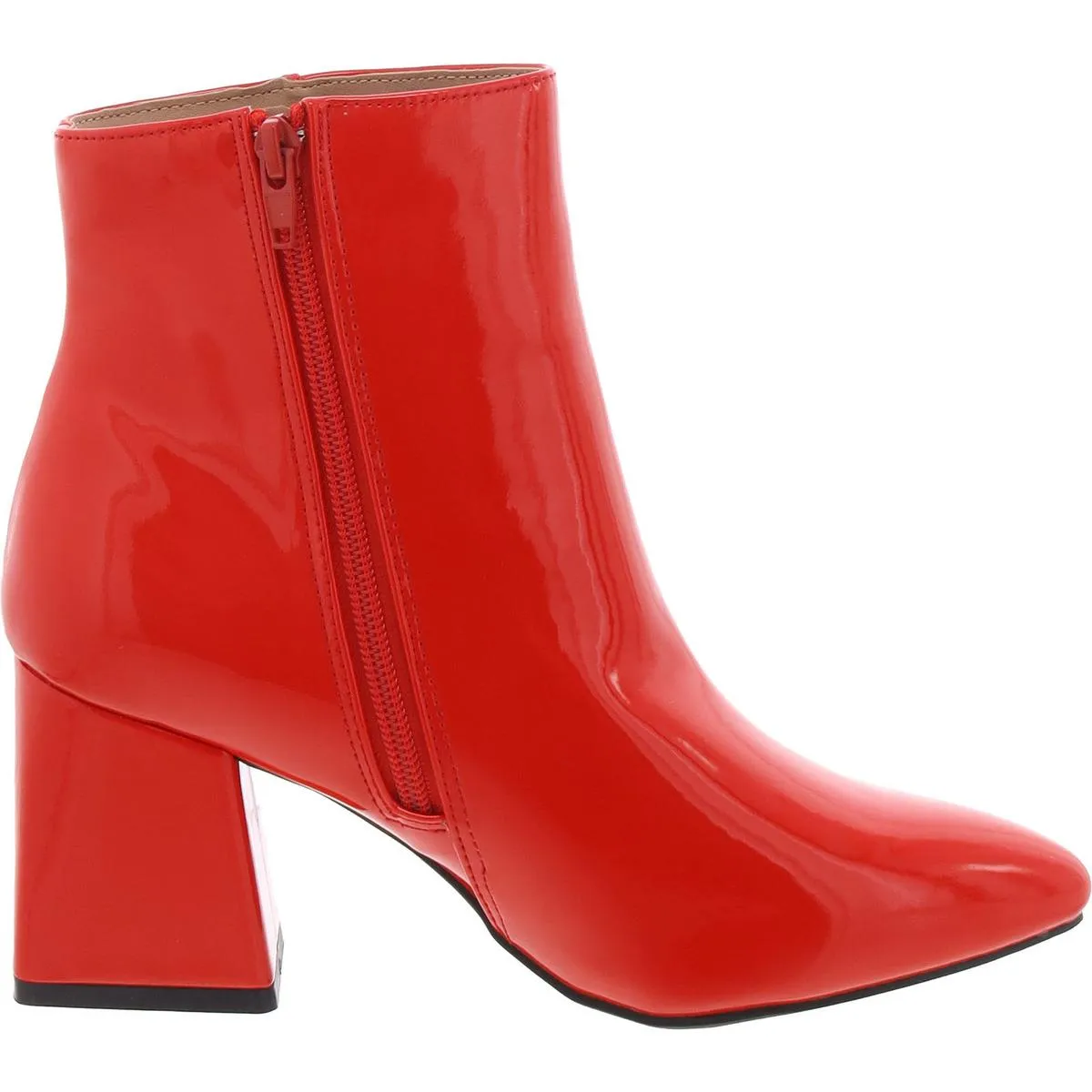 Womens Zipper Patent Leather Ankle Boots