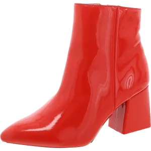 Womens Zipper Patent Leather Ankle Boots