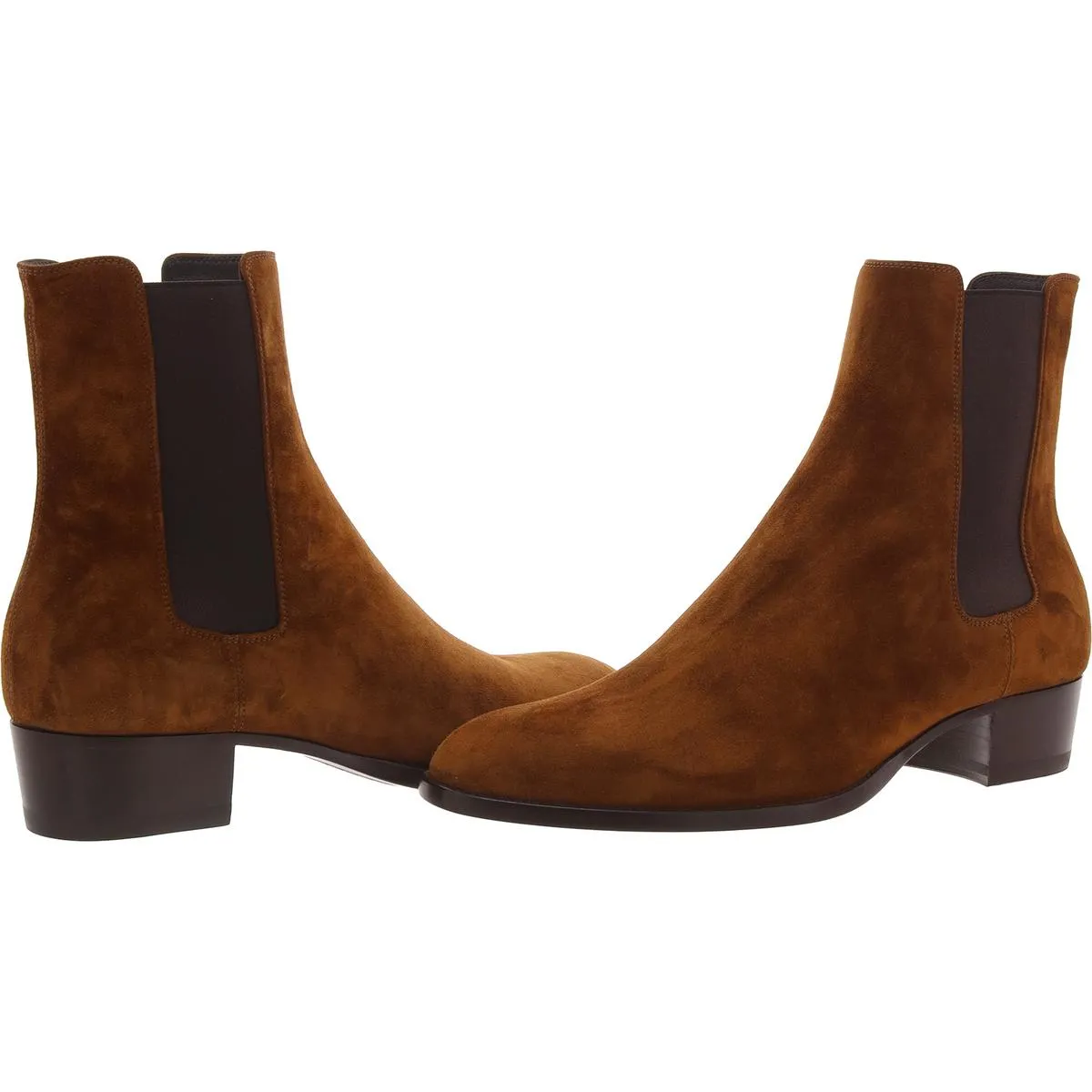 Wyatt Leather Chelsea Boots Mens Block Heel Suede Chelsea Boots