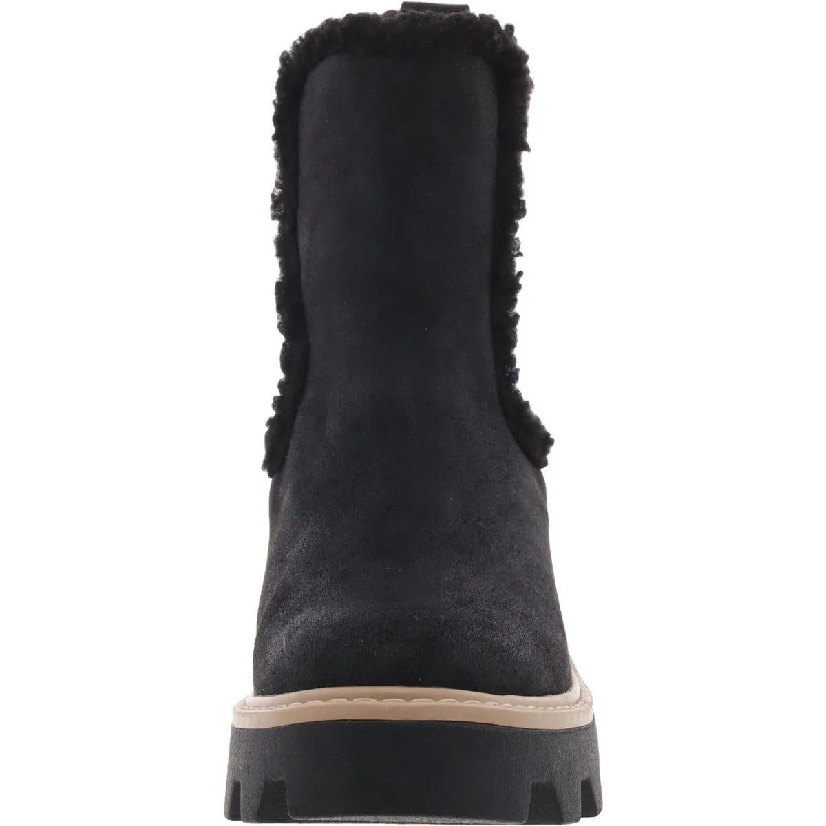 Yandi Womens Faux Leather Lugg Sole Chelsea Boots