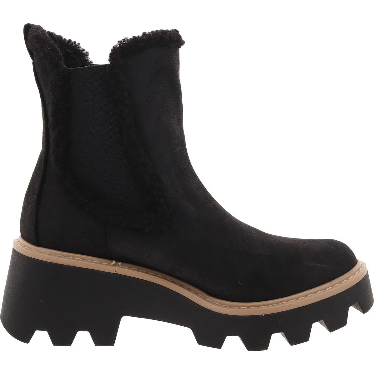 Yandi Womens Faux Leather Lugg Sole Chelsea Boots