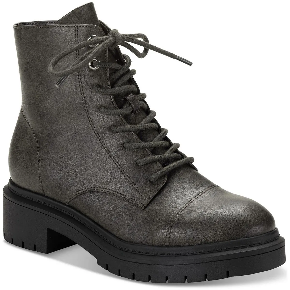 Zahara Womens Zip Up Lug Sole Combat & Lace-Up Boots