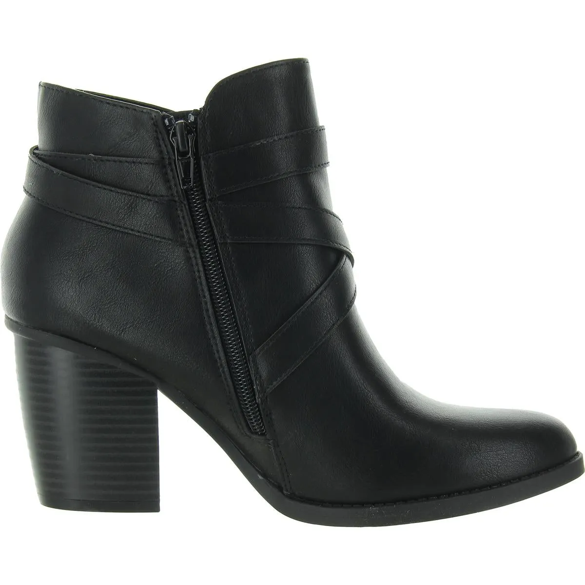 Zetaa Womens Faux Leather Block Heel Ankle Boots