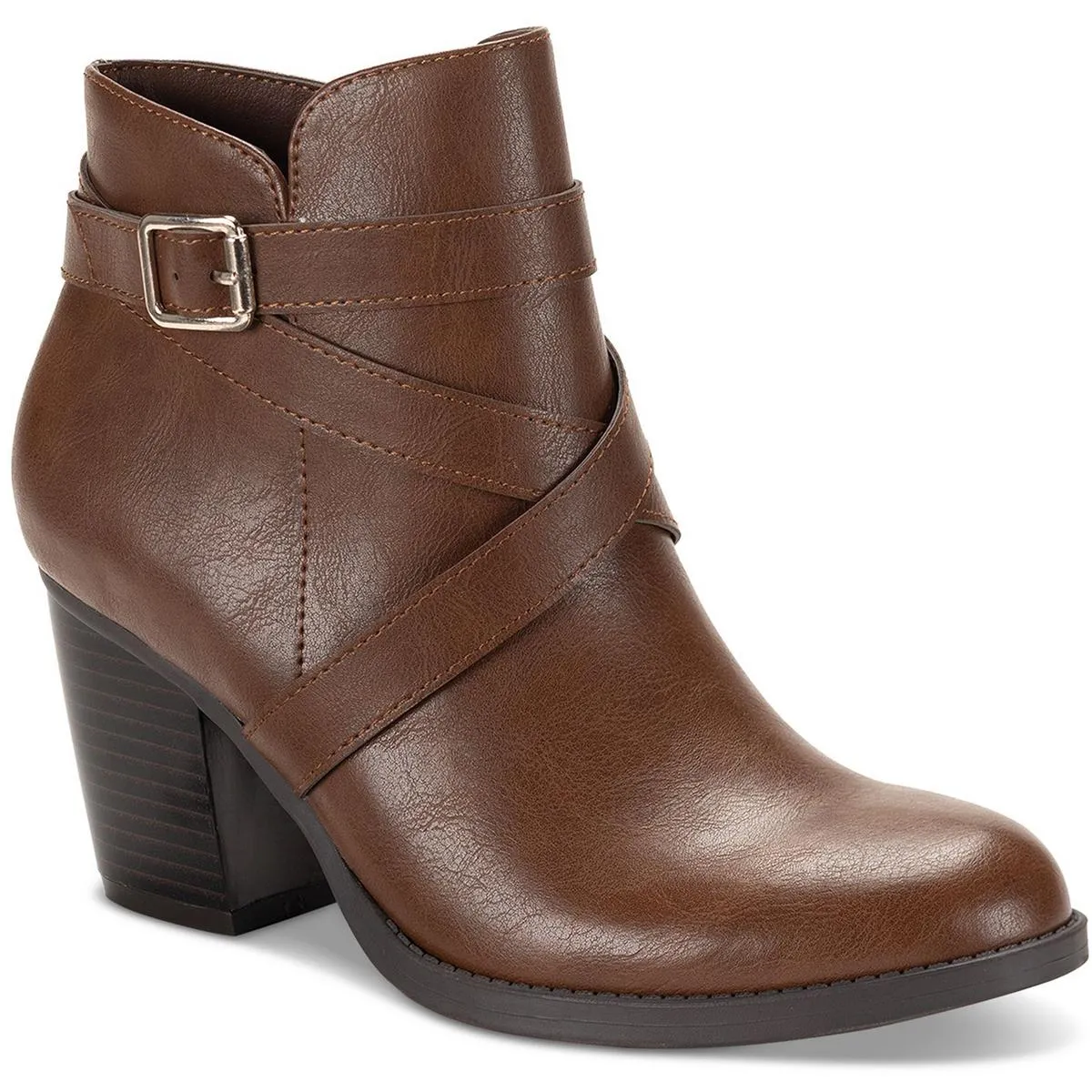 Zetaa Womens Faux Leather Block Heel Ankle Boots